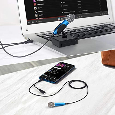 Uniwit Mini Portable Vocal/Instrument Microphone for Mobile Phone Laptop Notebook Apple iPhone Sumsung Android with Holder Clip (Blue)